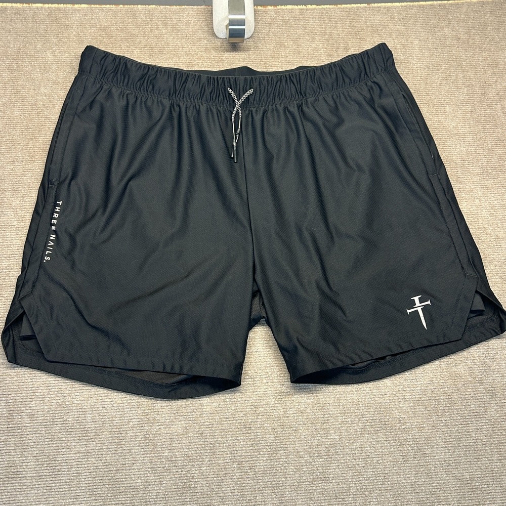 Three Nails Lined Athletic Shorts Men's 2XL? Black Performance Gym Run 5.5"